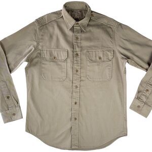 Vintage Polo Ralph Lauren Shirt Mens Medium Beige Denim Long Sleeve Button Up